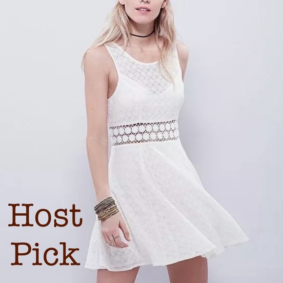 Free People Dresses & Skirts - Free People Ivory Floral Daisies Dress Size 12 L Mini Cutout Taylor Swift Cute